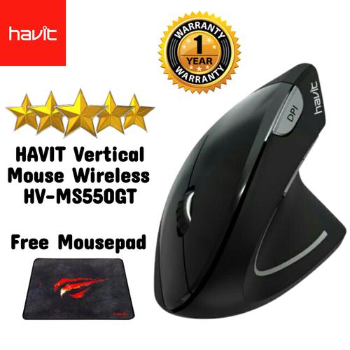 Gambar HAVIT HV-MS55GT Wireless Vertical Mouse with Ergonomic Design, Optical - Hitam dari HAVIT OFFICIAL STORE Jakarta Pusat Tokopedia