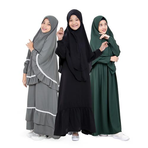 Gambar Bajuyuli Seragam TPA Ngaji / Gamis Anak Syari 5 - 6 Tahun - Wollycrepe - polos pet, Hitam dari Bajuyuli Kota Cimahi Tokopedia