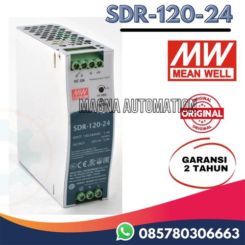 Jual MEAN WELL MEANWELL SDR-120-24 (12W 24Vdc 5A) Industrial DIN RAIL ...