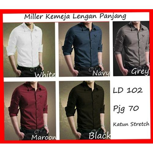 Gambar MILLER KEMEJA POLOS PRIA LENGAN PANJANG KEMEJA COWO FORMAL SLIM FIT - Navy, L dari FortKlass Jakarta Barat Tokopedia