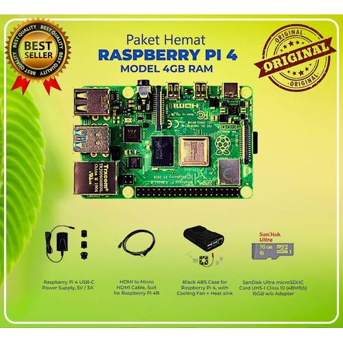Gambar Paket Hemat Raspberry Pi4 4GB RAM dari 2R Hardware & Electronic undefined Tokopedia