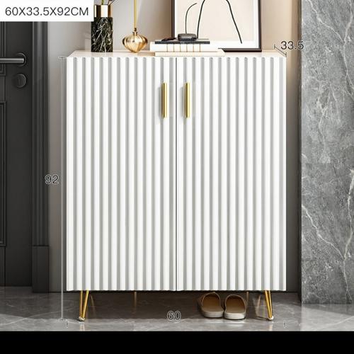 Jual Rak Sepatu 2 Pintu 60cm Papan MDF Motif Marmer Putih Gagang Besi ...