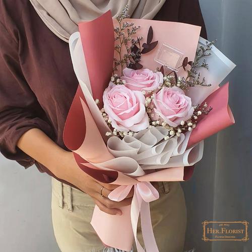 Gambar HER.FLORIST 3PCS Premium Soap Rose Bouquet / Buket Bunga Sabun dari Her.Florist Kota Tangerang Selatan Tokopedia
