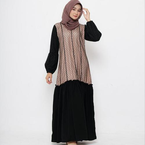 Jual Abaya Gamis Hitam Kombinasi Gaun 