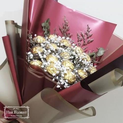 Gambar HER.FLORIST Buket Bunga Baby Breath dan Cokelat Ferrero Rocher 20 PCS dari Her.Florist Kota Tangerang Selatan Tokopedia