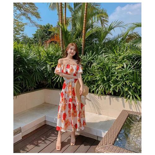 colorful sabrina dress women import 