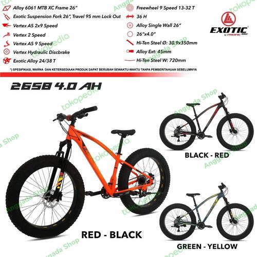 Jual SEPEDA GUNUNG MTB FATBIKE 26 INCH EXOTIC 2658 4.0 AH 18SP HIDROLIK NEW  - Kota Surabaya - Anggada Shop | Tokopedia