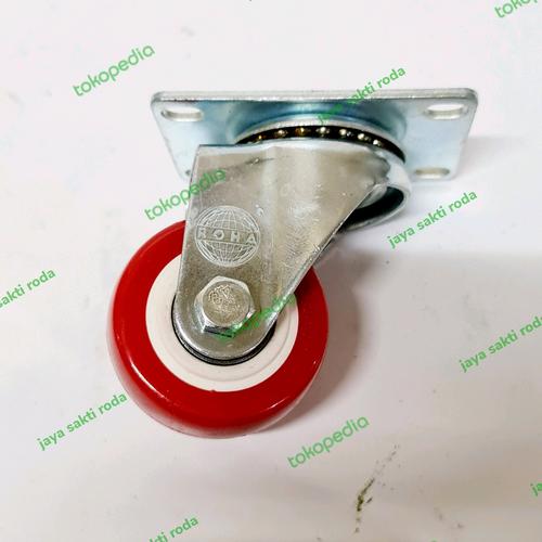 Jual Roda pu merah 2,5 inch taiwan roha tinggi 9,3 cm (putar) - Jakarta ...