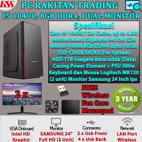 Jual KOMPUTER / PC Rakitan TRADING Core i5 Gen Terbaru DDR4 Dual