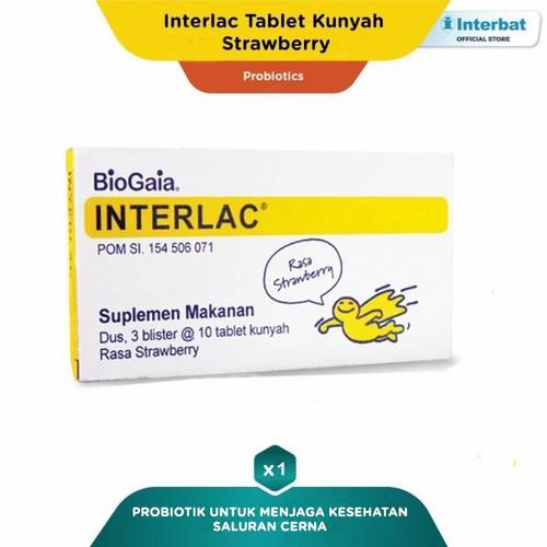 Gambar Interlac Probiotik Tablet Kunyah Strawberry - 3 blister @10 tablet dari Interbat Consumer Health Kota Tangerang Selatan Tokopedia