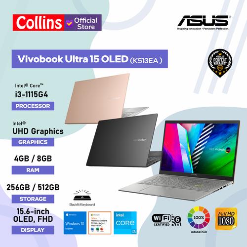 Gambar ASUS VIVOBOOK ULTRA 15 K513EA i3 1115G4 4/8GB 256GB 15.6"OLED W10 OHS - RAM4GB/SSD512GB dari Collins Official Jakarta Pusat Tokopedia