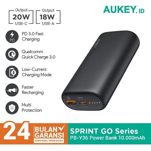 Gambar Aukey Powerbank PB-Y36 Sprint Go Mini 10000mAh PD - 500461 dari Aukey Makassar Kota Makassar Tokopedia