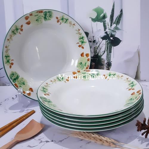 Jual PIRING MAKAN CEKUNG UKURAN 9" / MOTIF PINK ROSSIE Green Rossie