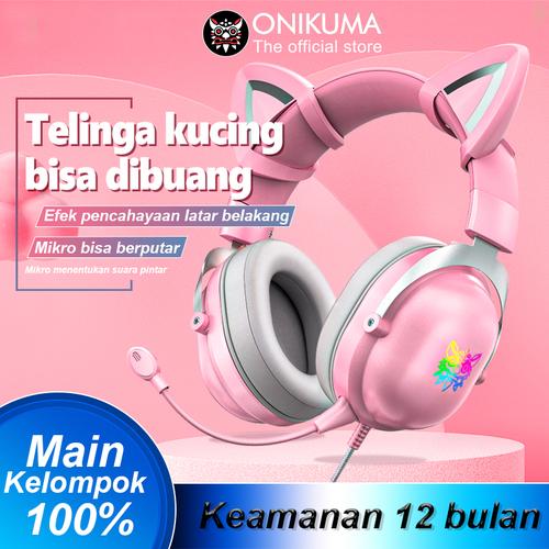 Onikuma X11 Pink Cute Cat Ear Headphone 