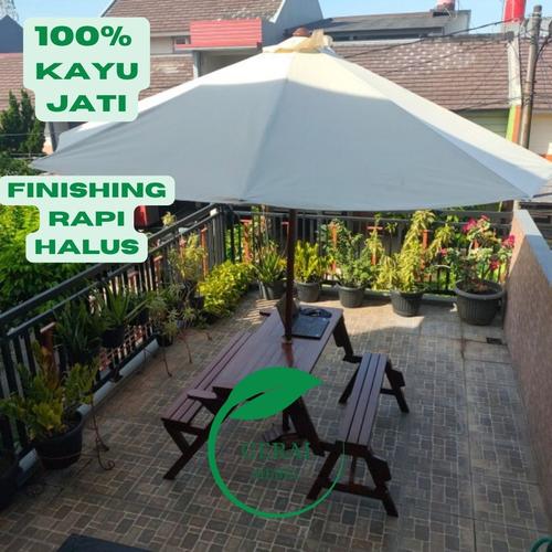 Jual Meja Lipat Payung Kayu Jati Untuk Dekorasi Kursi Taman Rooftop ...