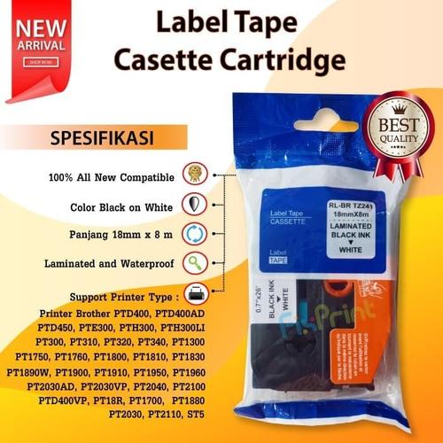 Label Tape Brothr TZe-241 18mm Black On White PT2730 7600 9700 PC 9800 di FixPrint Store | Tokopedia