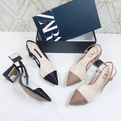 Zara vinyl slingback plated heels 299 