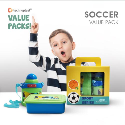 Gambar SOCCER VALUE PACK / LUNCH BOX SET (KOTAK MAKAN & BOTOL MINUM) dari Technoplast Kab. Tangerang Tokopedia