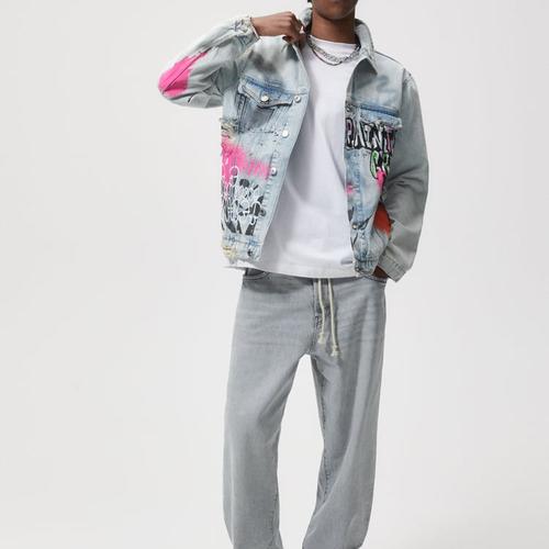 Jual Jaket jeans Graffiti denim jacket 