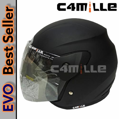 Gambar HELM EVOLUTION POLOS BLACK DOFF HALF FACE MODEL GM EVO dari C4MILLE Store Jakarta Utara Tokopedia