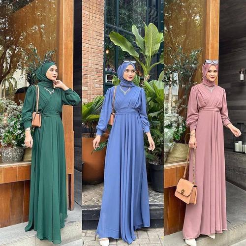 Jual Gaudy Maxi Dress Wanita Long Dress 