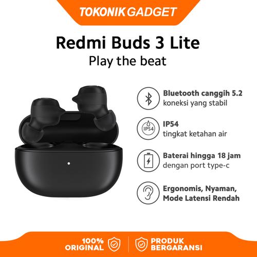 Jual Xiaomi Official Redmi Buds 3 Lite Earphone Bluetooth IP54 tahan air -  Black - Kab. Tangerang - TOKONIK GADGET | Tokopedia