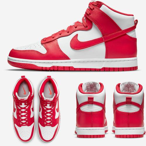 nike dunk high white red