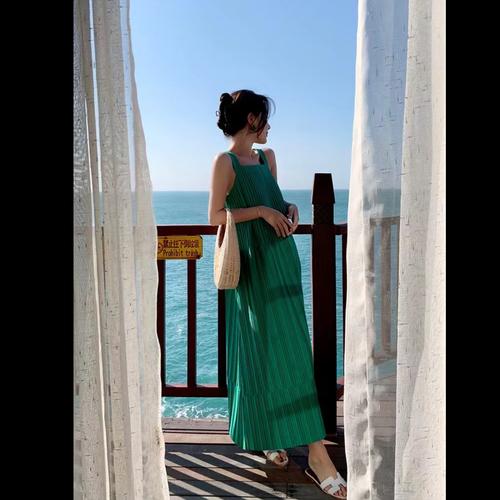 Jual Green Cotton Dress Woman Import 