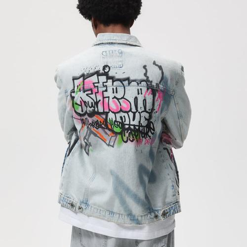 Jual Jaket denim jeans Graffiti Pria 