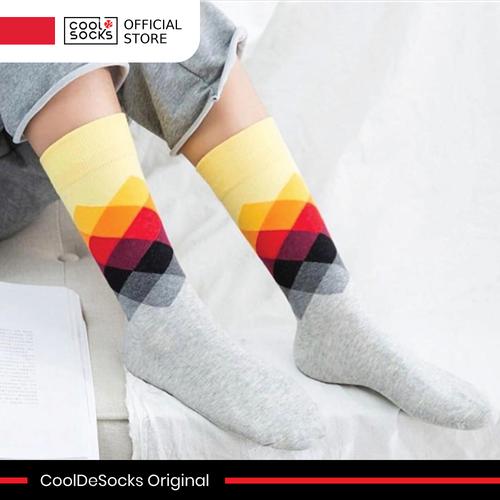 Gambar CoolDeSocks Original | Kaos Kaki Fashion - Checkered Yellow Gray dari CoolDeSocks Official Jakarta Barat Tokopedia