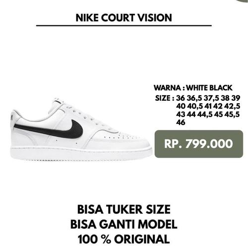 Promo NIKE COURT VISION LOW WHITE BLACK - 42.5 - Kota Bandung -  akasafootstore | Tokopedia