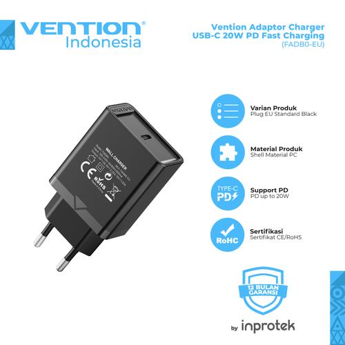 Gambar Vention Adaptor Charger Type C Travel Adaptor USB-A for iPhone Samsung - FAI - USB C 30W, Putih dari Vention Indonesia Tokopedia
