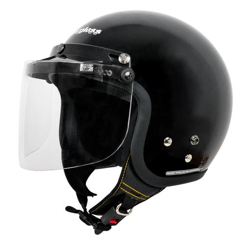 Promo Cargloss Retro Helm Half Face Deep Black + Visor Bogo Flat Clear M Kab. Bogor