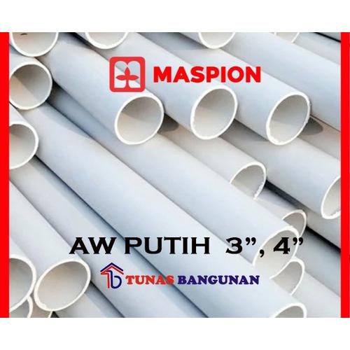 Jual Pipa PVC 3" 4" inch AW Putih MASPION perBatang 4 Meter MURAH 3
