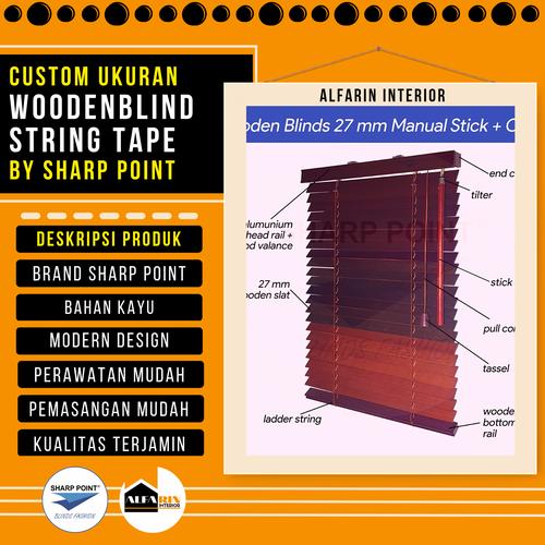 Jual [Termurah]TIRAI KREY GORDEN WOODEN BLIND+SHARP POINT+ STRING TAPE ...