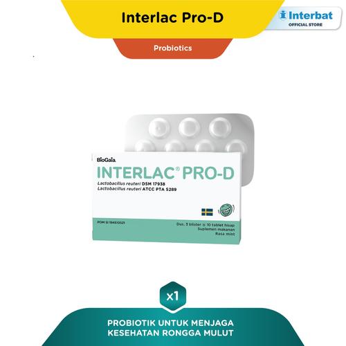Gambar Interlac Pro D Lozenges Tablet Hisap Mint - 3 blister @10 tablet dari Interbat Consumer Health Kota Tangerang Selatan Tokopedia