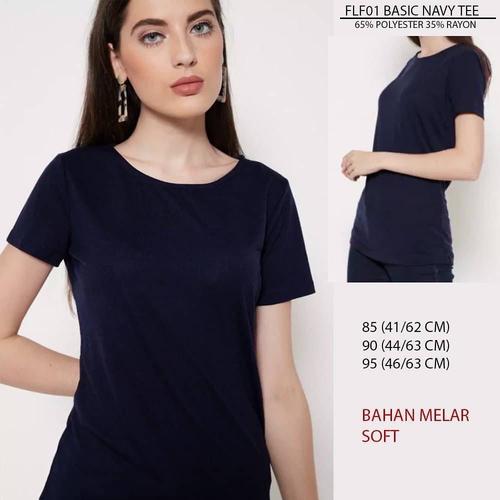 Jual Kaos Wanita Flf01 Basic Tee - Navy 
