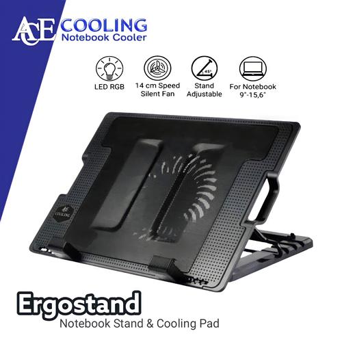 Gambar kipas laptop cooling pad Ace cooling ergostand 15,6inch 1 fan dari suryatama Jakarta Utara Tokopedia