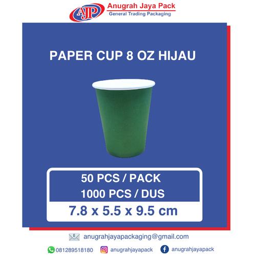 Jual Paper Cup 8 Oz Hot / Gelas Kertas Minuman Panas 8 Oz Warna Hijau ...