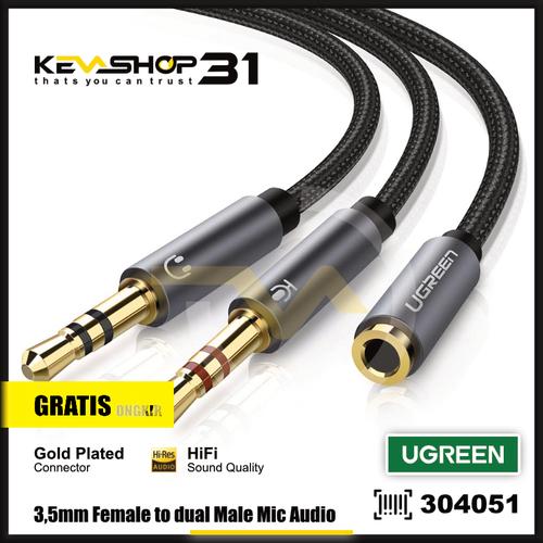 Male 3.5mm Mic Audio Y Splitter Cable 