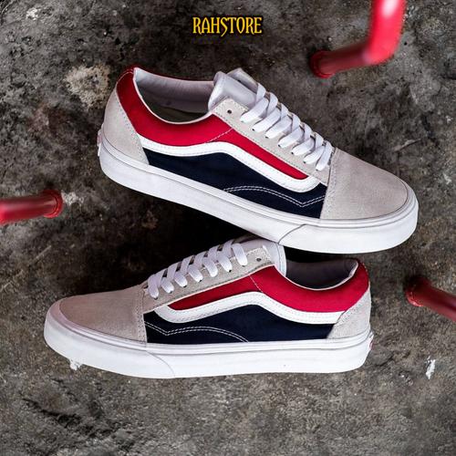 vans old skool navy red