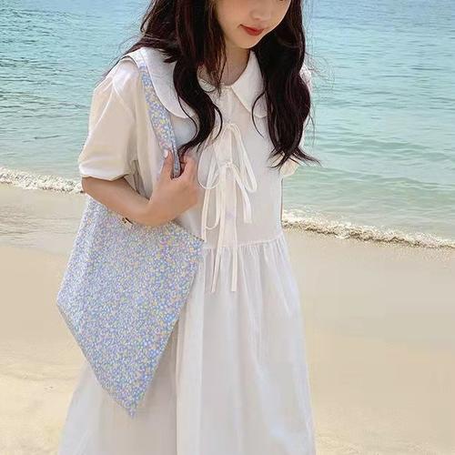 Korean Vintage Plain Summer Dress Size 