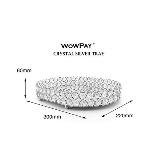 Jual Gold Mirror Crystal Tray Wedding Home Decor Nampan Baki Kaca Cermin SILVER OVAL Jakarta