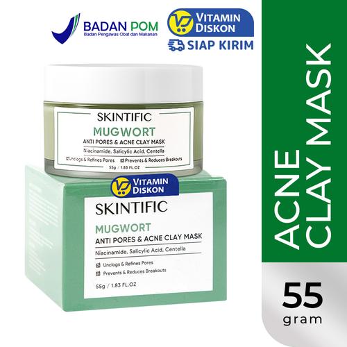 Gambar SKINTIFIC MUGWORT ANTI PORES & ACNE CLAY MASK 55G BPOM dari VitaminDiskon undefined Tokopedia