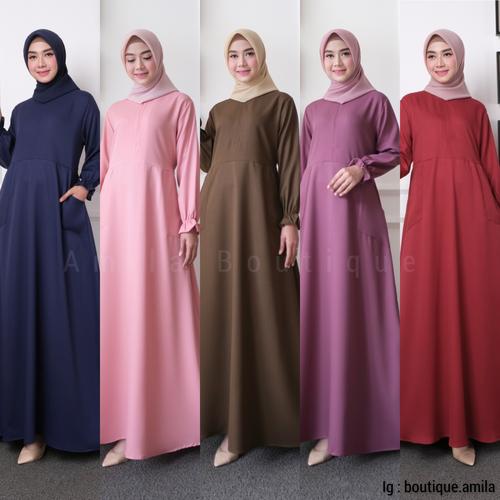 Jual Baju Gamis Muslim Wanita Busui Terbaru / Qanza Vala Dress Warna