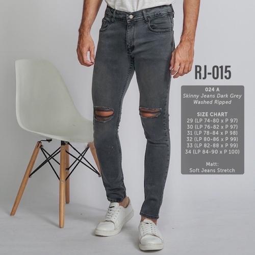 Jual Skinny Jeans Dark Grey Ripped Knee 