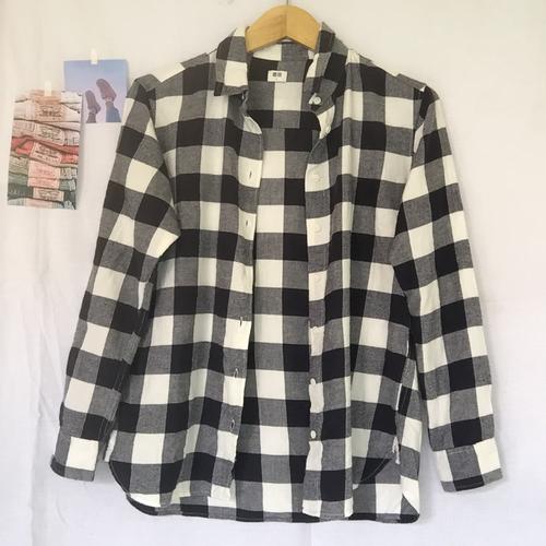 Jual Kemeja Navy Plaid Uniqlo | Thrift 