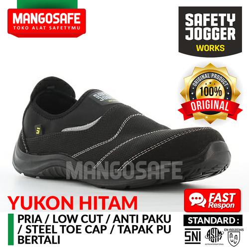 Jual Safety Jogger Yukon Black / Sepatu Kerja Proyek Pendek Anti Paku