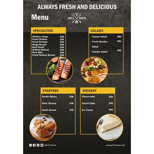 Jual Cetak Menu ukuran a4 - 20x30 kertas Tebal - Menu 9 - Kab. Malang ...