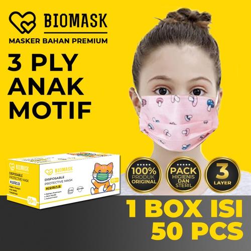 Promo BIOMASK Masker 3 Ply Anak Disposable 1 Box 50 Pcs Non Medis 3Ply ...